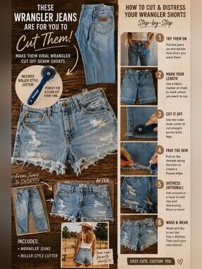 Wrangler Denim Jeans in Light Blue 32x28 PERFECT for Viral DIY shorts!!!